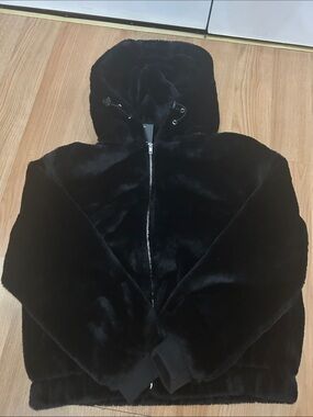 Urban Planet Black Faux-Fur Hooded Teddy Jacket